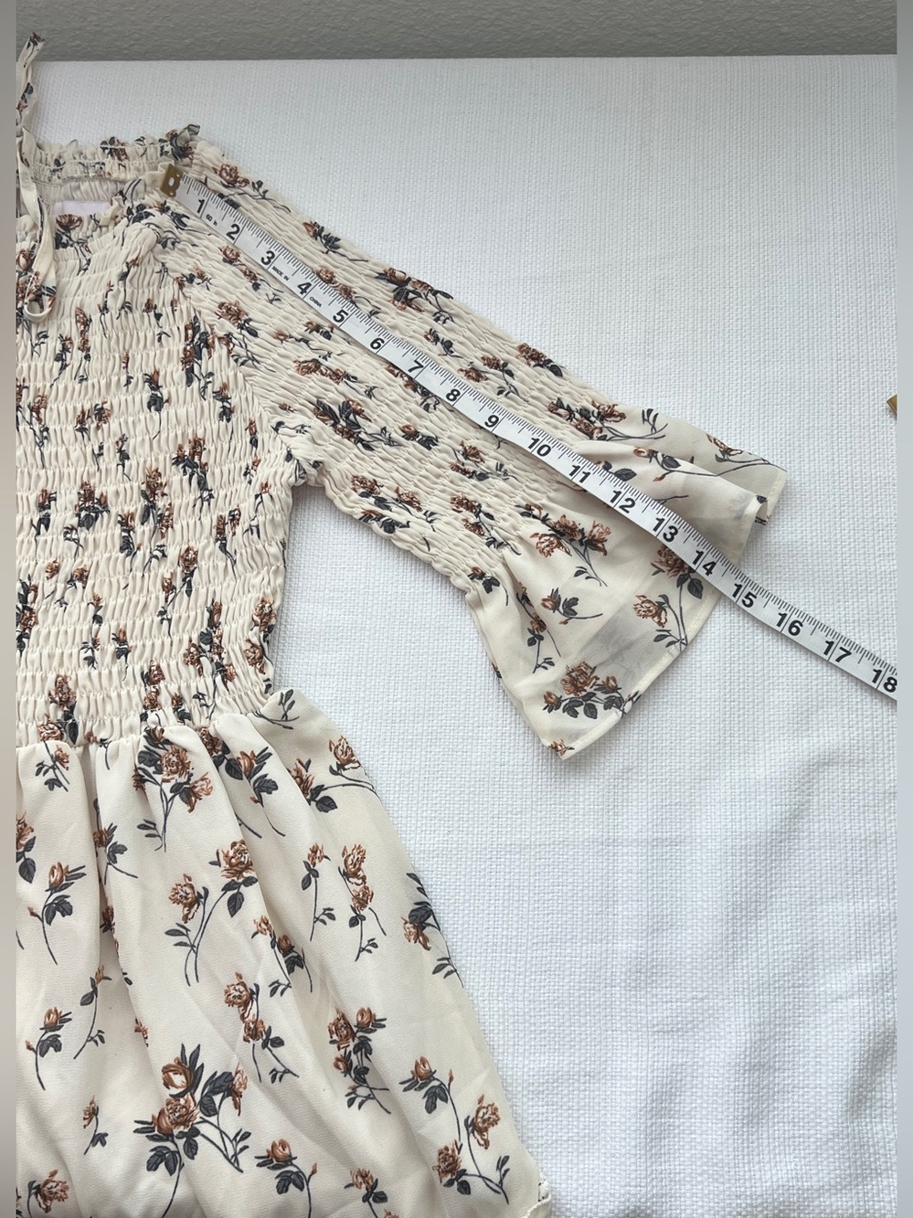JessaKae Wandering Willoughby Floral Smocked Tiered Maxi Dress Cream Small - Picture 15 of 15